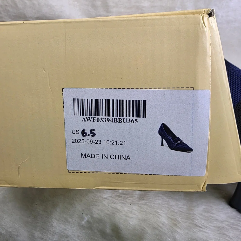 Cosy Island EliteLoaf Pointed Toe Heeled Pumps Buckle Navy Blue Womens 6.5 New